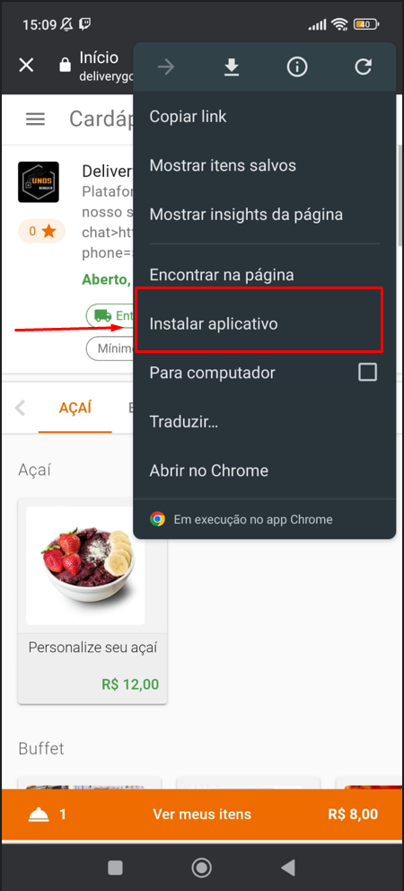 Clicar em instalar aplicativo